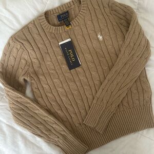 Ralph Lauren Men's Camel Cable Knit Sweater